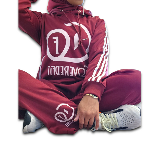 Nafeesah Track Sweatsuit - Burgundy